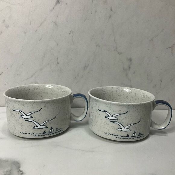 VINTAGE OTAGIRI Seagull Soup Mugs Set of 2 - Picture 1 of 5